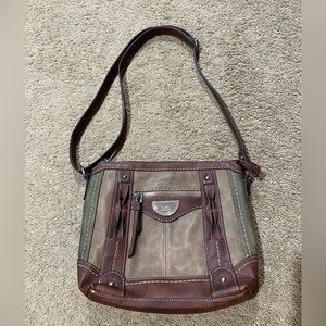 BOC Born Concept Brown Green Faux Leather Adjustable Crossbody Shoulder Purse
